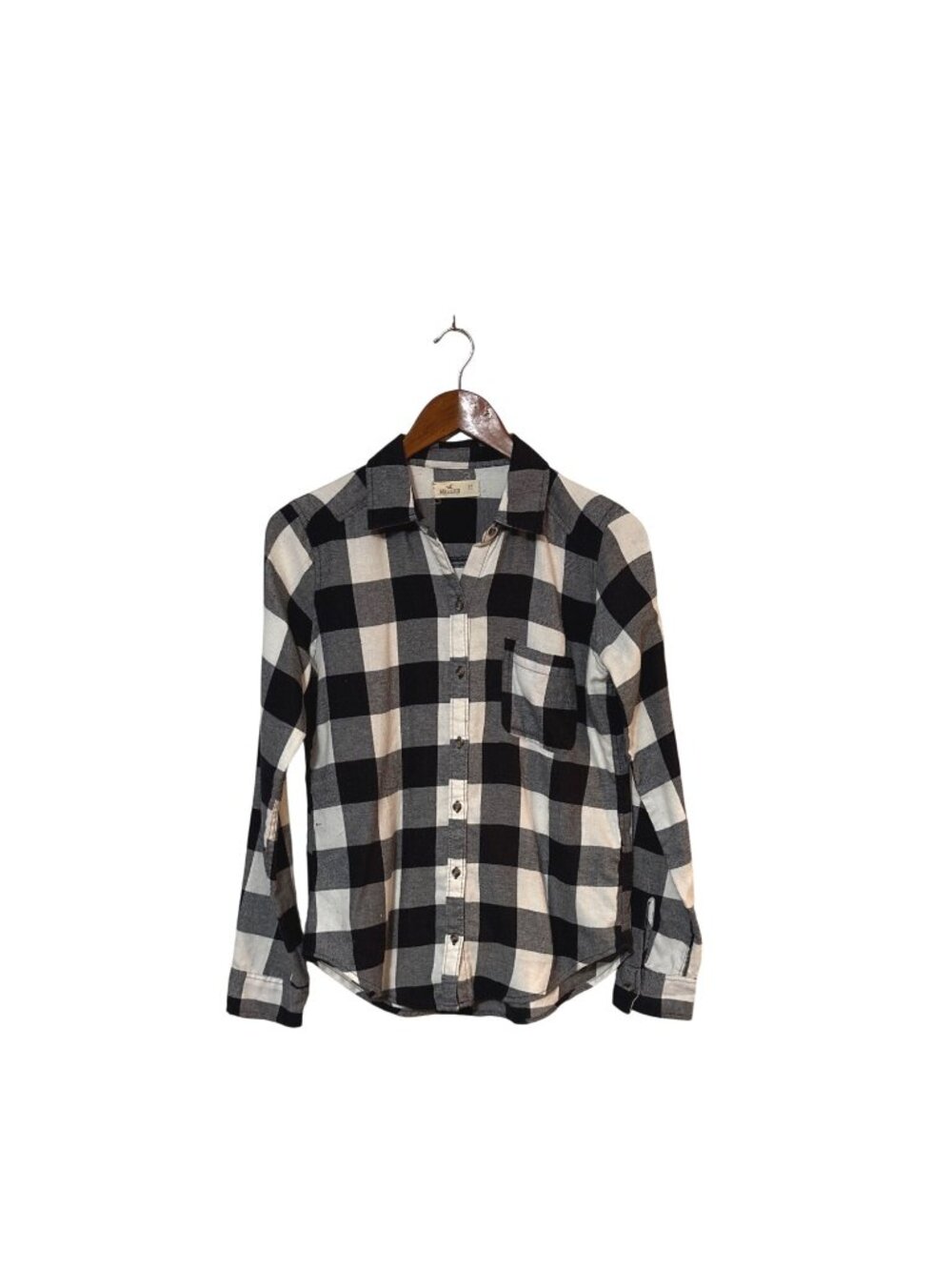 Y2K Hollister Flannel Black White Plaid  Cotton Blend Cabincore. Vintage‎